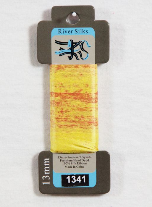 1341 Empire Yellow/Red 13mm silk ribbon