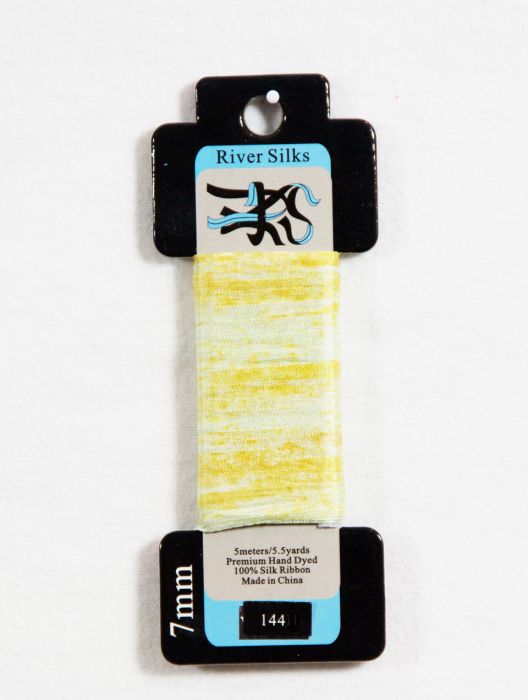 144 Yellow/Cream 7mm silk ribbon
