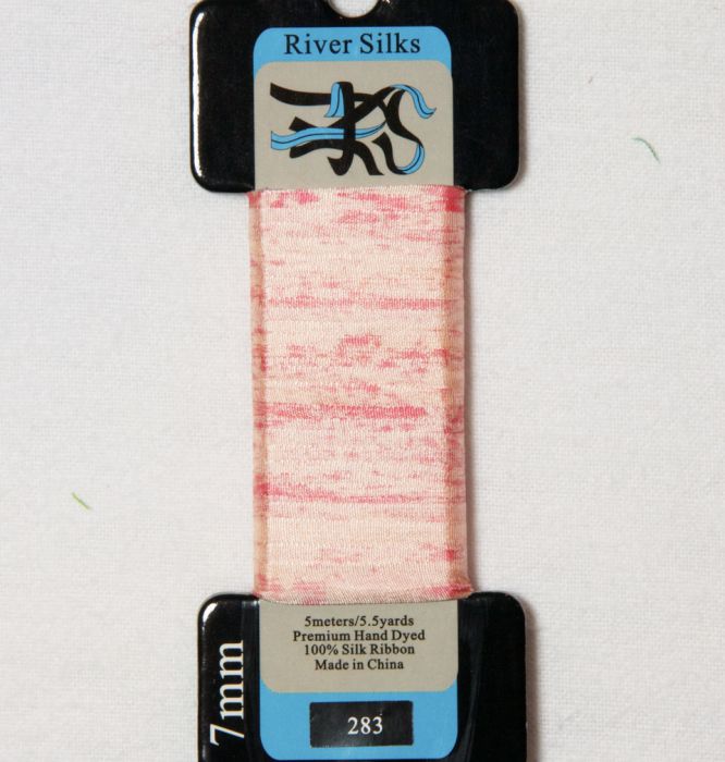 283 Peach/Pink Overdye 7mm silk ribbon