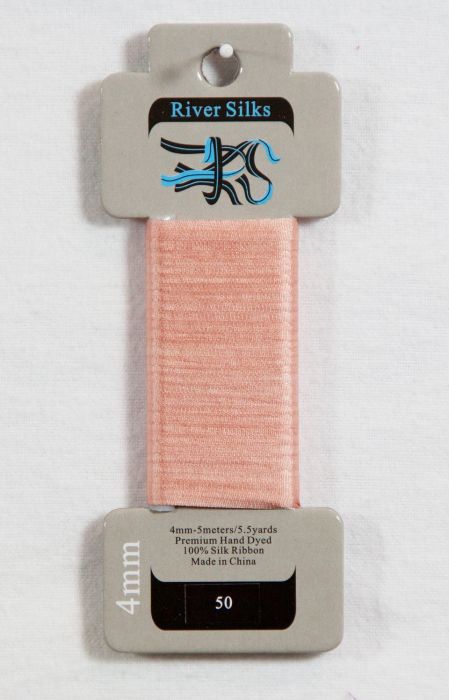 50 Coral Pink  4mm silk ribbon
