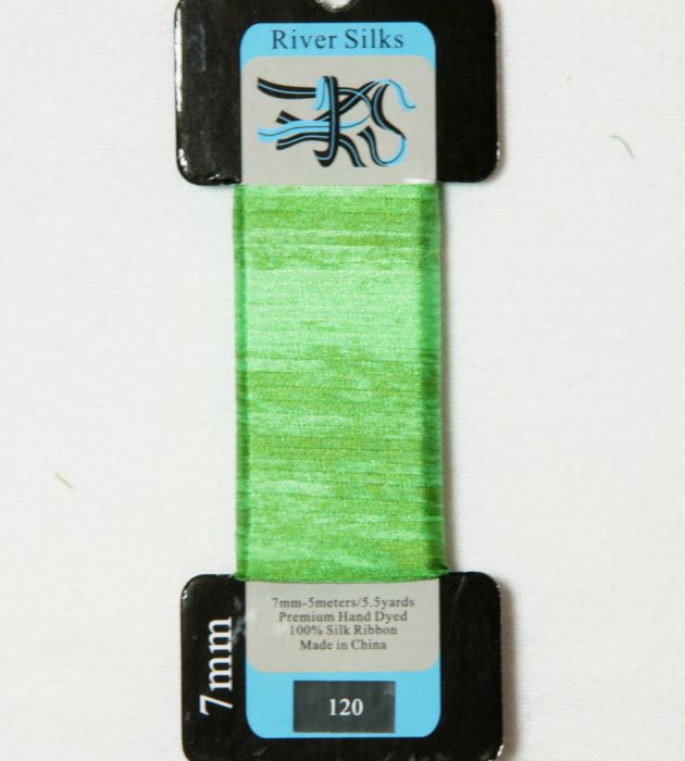 120 Summer Green 7mm silk ribbon