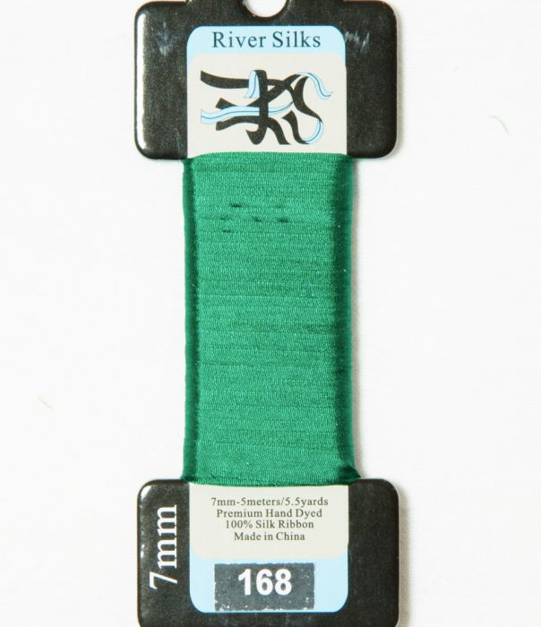 168 Pine Green 7mm silk ribbon